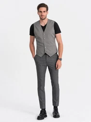 OMBRE Anzugweste Jacquard Herrenweste Casual Grau/Hellgrau/Dunkelgrau