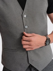 OMBRE Anzugweste Jacquard Herrenweste Casual Grau/Hellgrau/Dunkelgrau