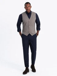 OMBRE Anzugweste Jacquard Herrenweste Casual Khaki/Braun/Grau/Beige