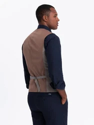 OMBRE Anzugweste Jacquard Herrenweste Casual Khaki/Braun/Grau/Beige
