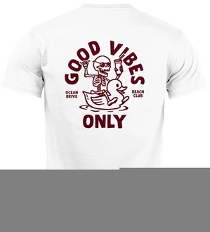 Neverless Print-Shirt Herren T-Shirt Backprint Good Vibes Only Lila/Weiß/Dunkelrot/Rot