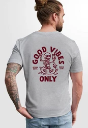 Neverless Print-Shirt Herren T-Shirt Backprint Good Vibes Only Dunkelrot/Grau/Hellgrau