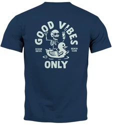 Neverless Print-Shirt Herren T-Shirt Backprint Good Vibes Only Dunkelblau/Blau/Lila