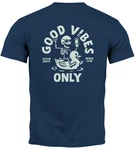 Neverless Print-Shirt Herren T-Shirt Backprint Good Vibes Only Dunkelblau/Blau/Lila