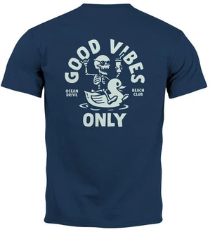 Neverless Print-Shirt Herren T-Shirt Backprint Good Vibes Only Dunkelblau/Blau/Lila Neverless Print-Shirt Herren T-Shirt Backprint Good Vibes Only Dunkelblau/Blau/Lila