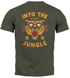Neverless Herren T-Shirt Print Into the Jungle Dunkelgrün/Grün