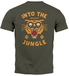 Neverless Herren T-Shirt Print Into the Jungle Dunkelgrün/Grün