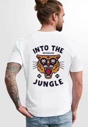Neverless Herren T-Shirt Print Into the Jungle Lila/Orange/Schwarz/Weiß/Grün
