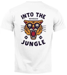 Neverless Herren T-Shirt Print Into the Jungle Lila/Orange/Schwarz/Weiß/Grün