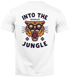 Neverless Herren T-Shirt Print Into the Jungle Lila/Orange/Schwarz/Weiß/Grün