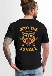 Neverless Herren T-Shirt Print Into the Jungle Dunkelgrün/Orange/Braun/Schwarz/Grün