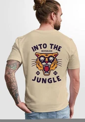 Neverless Herren T-Shirt Print Into the Jungle Beige/Khaki/Braun