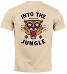 Neverless Herren T-Shirt Print Into the Jungle Beige/Khaki/Braun