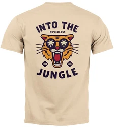 Neverless Herren T-Shirt Print Into the Jungle Beige/Khaki/Braun