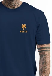 Neverless Herren T-Shirt Print Into the Jungle Dunkelblau/Lila
