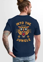 Neverless Herren T-Shirt Print Into the Jungle Dunkelblau/Lila