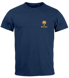 Neverless Herren T-Shirt Print Into the Jungle Dunkelblau/Lila