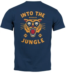 Neverless Herren T-Shirt Print Into the Jungle Dunkelblau/Lila