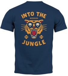 Neverless Herren T-Shirt Print Into the Jungle Dunkelblau/Lila
