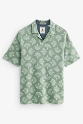 Next Poloshirt Strukturiertes mit Print Blau/Grün/Dunkelgrün/Türkis