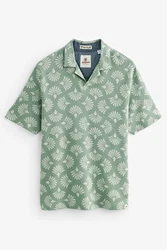 Next Poloshirt Strukturiertes mit Print Blau/Grün/Dunkelgrün/Türkis