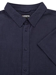 riverso Herren Kurzarm Hemd RIVCarlo Regular Fit (1-tlg) Dunkelblau/Hellblau/Blau