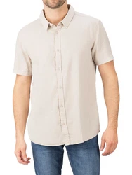 riverso Herren Kurzarm Hemd RIVCarlo Regular Fit (1-tlg) Khaki/Beige/Weiß/Braun