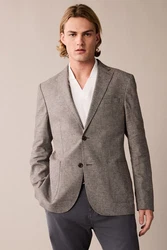 Next Leinensakko Slim Fit Sakko (1-tlg) Grau/Braun/Hellgrau/Beige