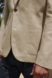 Next Leinensakko Slim Fit Sakko (1-tlg) Khaki/Beige/Braun