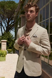 Next Leinensakko Slim Fit Sakko (1-tlg) Khaki/Beige/Braun