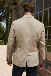 Next Leinensakko Slim Fit Sakko (1-tlg) Khaki/Beige/Braun