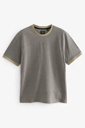 Next T-Shirt mit geometrischem Muster Beige/Braun/Dunkelgrün/Khaki/Grau