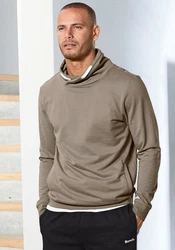 Bench. Loungewear Sweatshirt mit Stehkragen Grau/Khaki/Braun/Beige