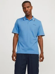 Jack & Jones Poloshirt JJCAMPA POLO SS Hellblau/Blau