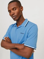 Jack & Jones Poloshirt JJCAMPA POLO SS Hellblau/Blau