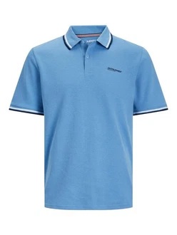Jack & Jones Poloshirt JJCAMPA POLO SS Hellblau/Blau