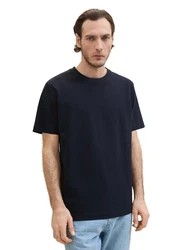 TOM TAILOR T-Shirt mit Pique Struktur Dunkelblau/Schwarz