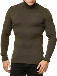 Red Bridge Herren Rollkragen Pullover Sweatshirt Strickpullover Khaki/Dunkelgrün