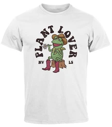 Print-Shirt Herren T-Shirt Frontprint Grafik-Shirt Frosch Plant Lover Printshirt mit Print