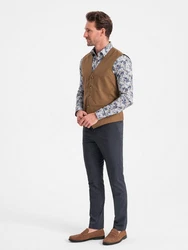 OMBRE Herren Anzugweste ohne Revers Braun/Khaki