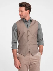 OMBRE Herren Anzugweste ohne Revers Khaki/Beige/Grau/Braun