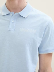 TOM TAILOR Poloshirt mit Logoprint Hellblau/Blau