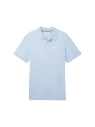 TOM TAILOR Poloshirt mit Logoprint Hellblau/Blau