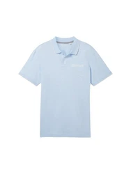 TOM TAILOR Poloshirt mit Logoprint Hellblau/Blau