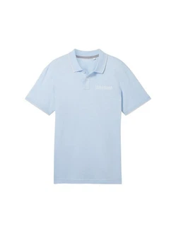 TOM TAILOR Poloshirt mit Logoprint Hellblau/Blau