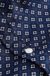 Next Kurzarmhemd aus Leinengemisch mit Print (1-tlg) Blau/Dunkelblau