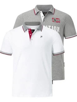 Jan Vanderstorm Poloshirt Doppelpack JOHAN Dunkelrot/Creme/Weiß/Rot/Grau/Dunkelblau/Hellgrau