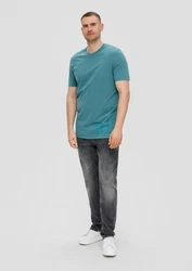 s.Oliver Kurzarmshirt T-Shirt mit Logo-Patch Türkis/Grün/Blau