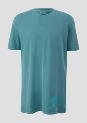 s.Oliver Kurzarmshirt T-Shirt mit Logo-Patch Türkis/Grün/Blau