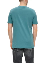 s.Oliver Kurzarmshirt T-Shirt mit Logo-Patch Türkis/Grün/Blau
